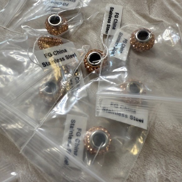 Stainless Steel Spacer Charms Crystal Beads Rose Gold - Picture 14 of 16